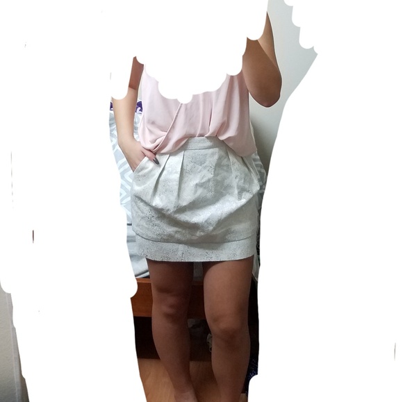 Zara XS formal silver shimmery metallic skirt - Picture 7 of 8